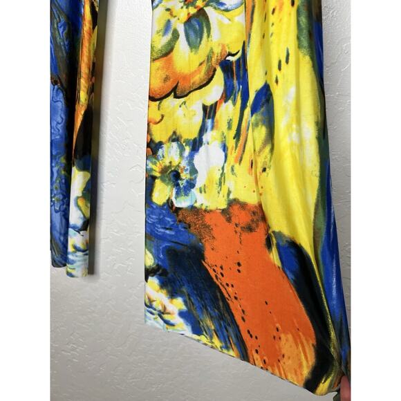 Maximalist Abstract Cullotte Pants Full Length Yellow & Blue Floral Waves NWOT - Picture 7 of 13